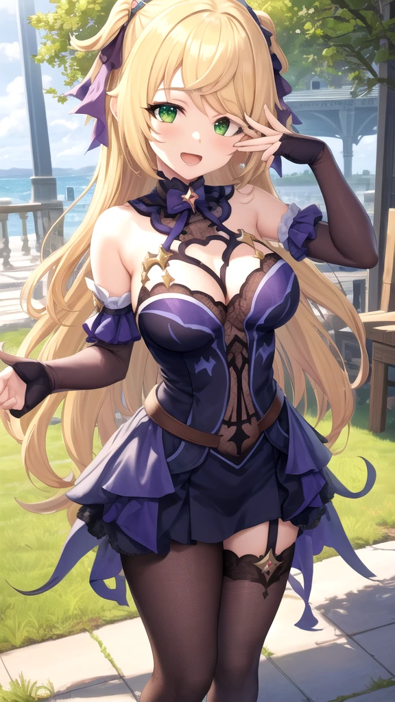 debris flies, highest quality, Highly detailed CG Unity 8K wallpaper, sexy witch , long dark blonde wavy hair、off shoulder knit, dark blue pleated skirt, stockings、medium breasts, saggy breasts, Pose that emphasizes the chest, blush, shy smile, bare shoulders, (pink lace panties、pink good、open your legs wide）、、nice magic book、Cathedral of the Church、Put your hand on the pillar and turn around、stick out your butt、I can see all your butts、