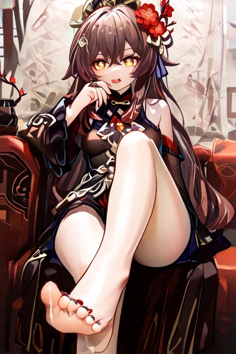 red eyes, sliver hair, black stocking, long gloves, short pants, dress, high heels,