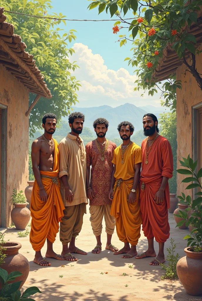 3 Ancient indian young men smiling