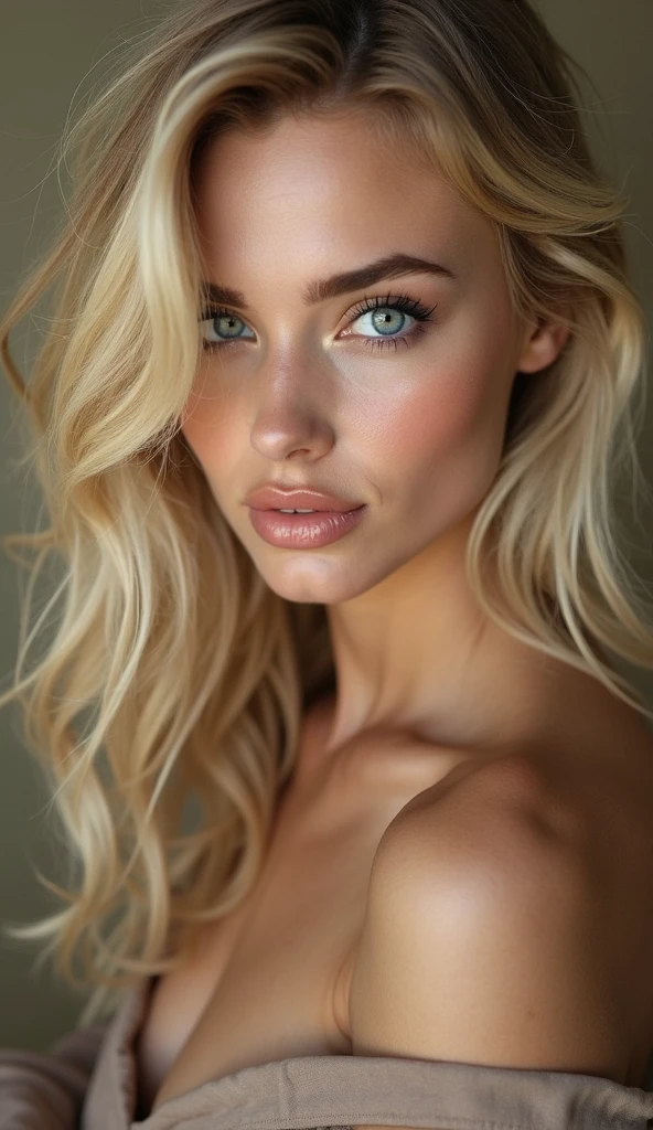 Irresistibly beautiful super tanned blonde MILF with green eyes and perfect puffy lips , face focus, full body, pov_deepthrt, deepthroating, a, man's, penis, blsdp,