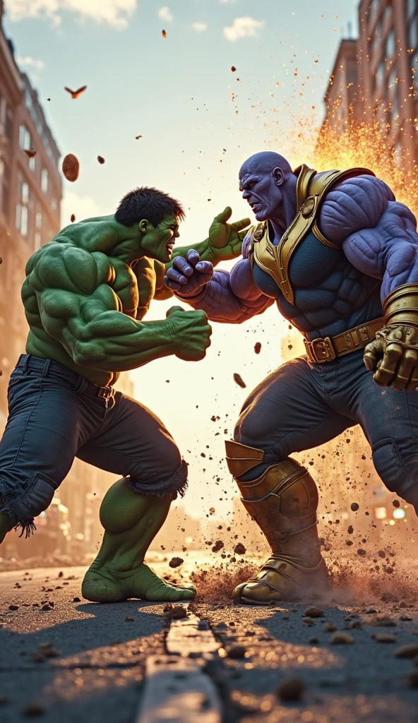 The incredible hulk punches a purple villain who explodes intoslime