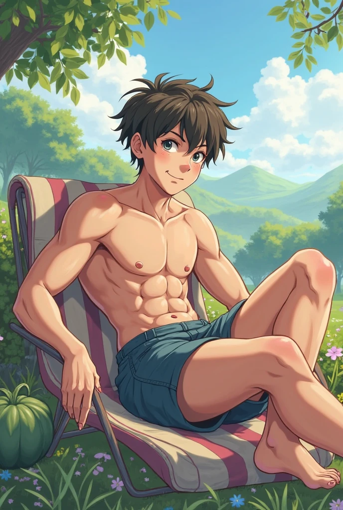 A young monkey, 18 years old, with an athletic body, looking like a young adult