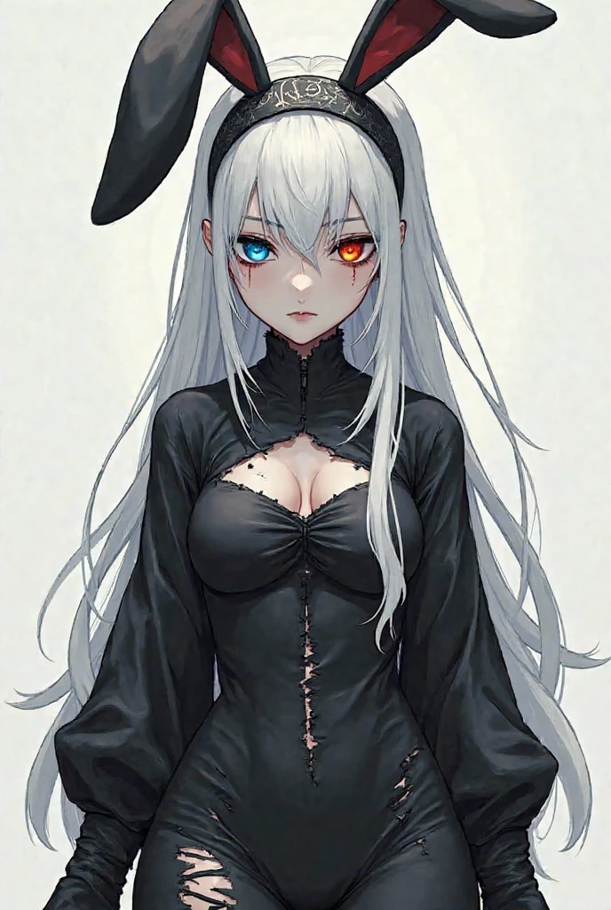 Young girl, black skin, long white hair with pink parts, pink eyes, smirk, vampire, white rich dress, sleeveless, open breasts, Masterpiece, hiquality