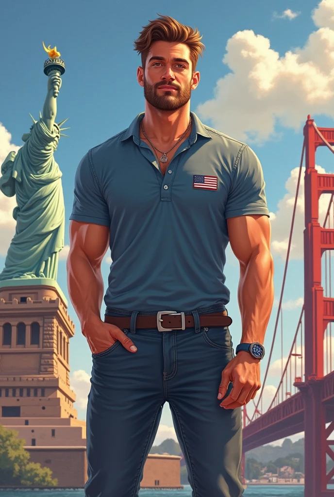 1940´s illustration, norman_rockwell+Paul_chabas art style, man_young+tenofofro_of_CLOTHES+pared+building, un man young rubio cuerpo esbelto musculoso marcado ofscalzo tienof su uniforme of marinero en el tenofofro para secar, of fondo una pered y oftras un gran building of oficinas, el young esta ofnudo, mostrando su hermoso cuerpo sin CLOTHES
