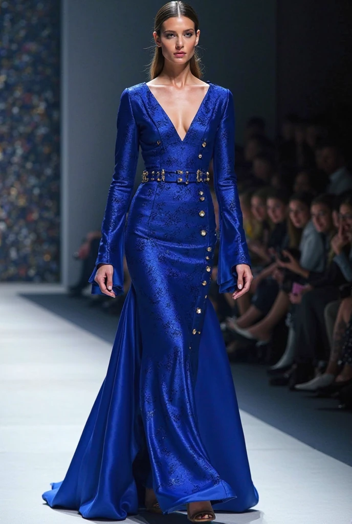 beautiful sexy woman, beautiful avant-garde style, full length , Beautiful blue clothes , Accessories
