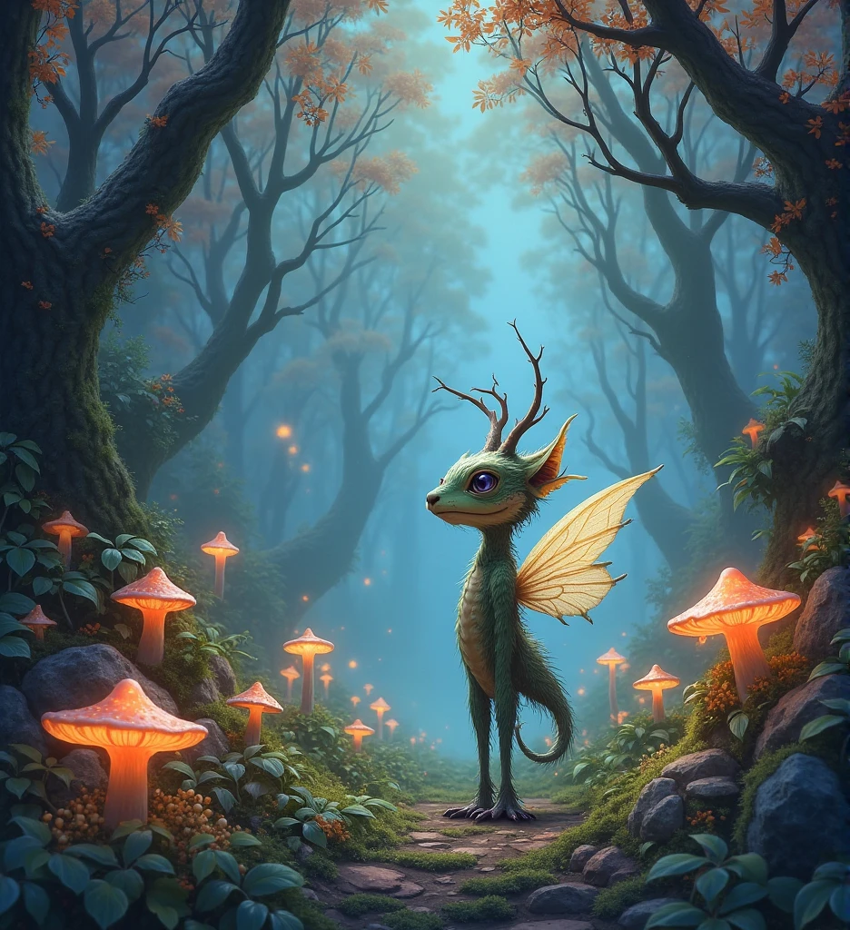 Create a magical forest creature in drawing style