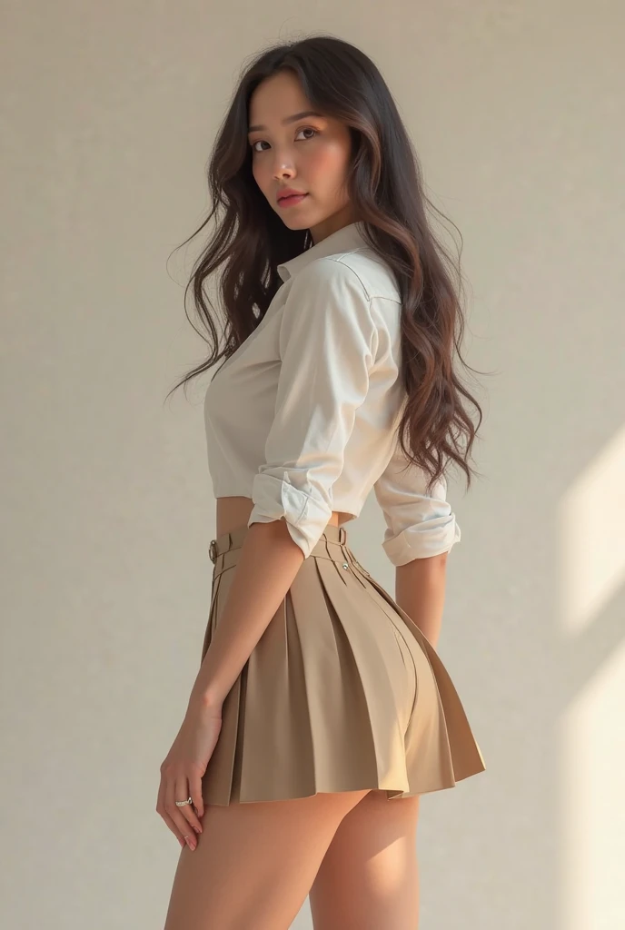 woman sfw, skirt, shirt, ass view