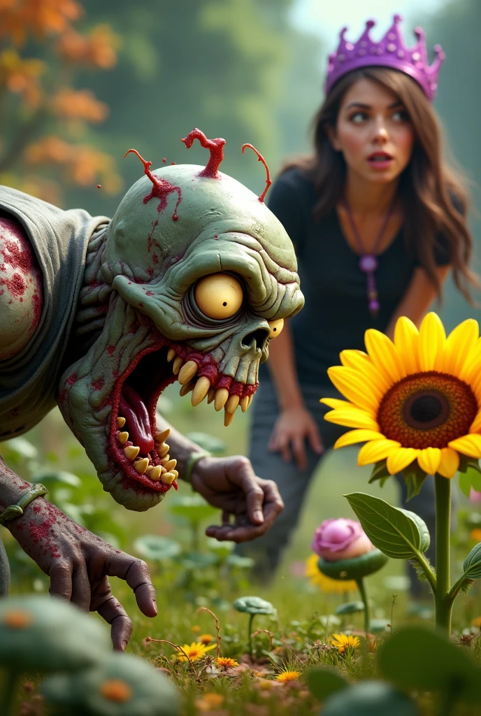 ((Full body):1.5) (({1/extremely beautiful zombie woman}):1.5). Just {1/extremely beautiful zombie woman}:((wearing a torn black t-shirt, a ripped dings pants, sink in the clothes):1.3). Only {1/extremely beautiful zombie woman}:((has short red hair, red eyes):1.5). Just {1/extremely beautiful zombie woman}:((striking extroverted poses, sitting on a rock, staring at the epectador, evil grin):1.3). In a macabre graveyard with several headstones and a small fog, this night, ((several zombies are behind):1.5) of only {1/extremely beautiful zombie woman}