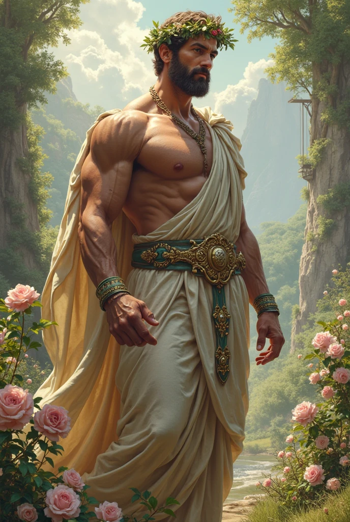 Superb Quality, Masterpiece, High Resolution, a tall handsome muscular young man, sexy gaze, Star Eyes, perfect body, (wearing sexy clothes), Jewelry, beautyful, gorgeous, wet, full body view, Tyndall Effect, Realistic, (Peach Blossom Forest), Light Edge, Two-tone Lighting, (High Detail Skin: 1.2), 8K UHD, DSLR, Soft Light, High Quality, Volume Lighting, Voyeur, Photo, High Resolution, 4K, 8K, Background Blur