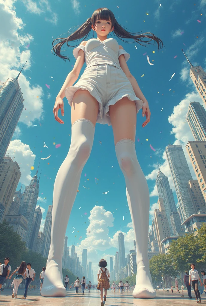 Generate dynamic vector image depicting an high school girl character with full body action pose, short pink hair, white shirt, blue skirt, red lace, reflecting the vibrancy and individuality of today’s teenage culture. high quality, 8K Ultra HD, night city in background, The beautiful girl Who Leapt Through a dangerous city, Feels like Mamoru Hosoda, Time leap when the beautiful girl runs and jumps Detailed illustration, A digital illustration of anime style, digital anime paintings of her, soft anime tones, Feels like Japanese anime, fantasy art, Three-dimensional expression, luminism, Albert Anker, Feeling like Kyoto Animation, Greg Rutkowski, Artgerm, WLOP, Alphonse Beeple, pixiv, luminism, 3d render, octane render, Isometric, by yukisakura, awesome full color