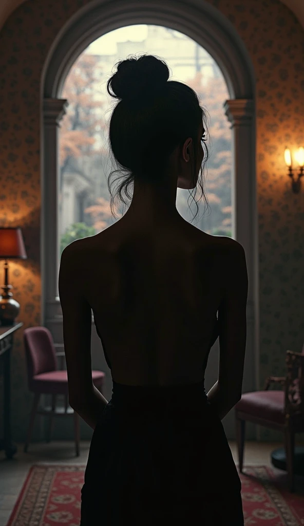 Back Shadow,The light and shadow are dim,adult woman,