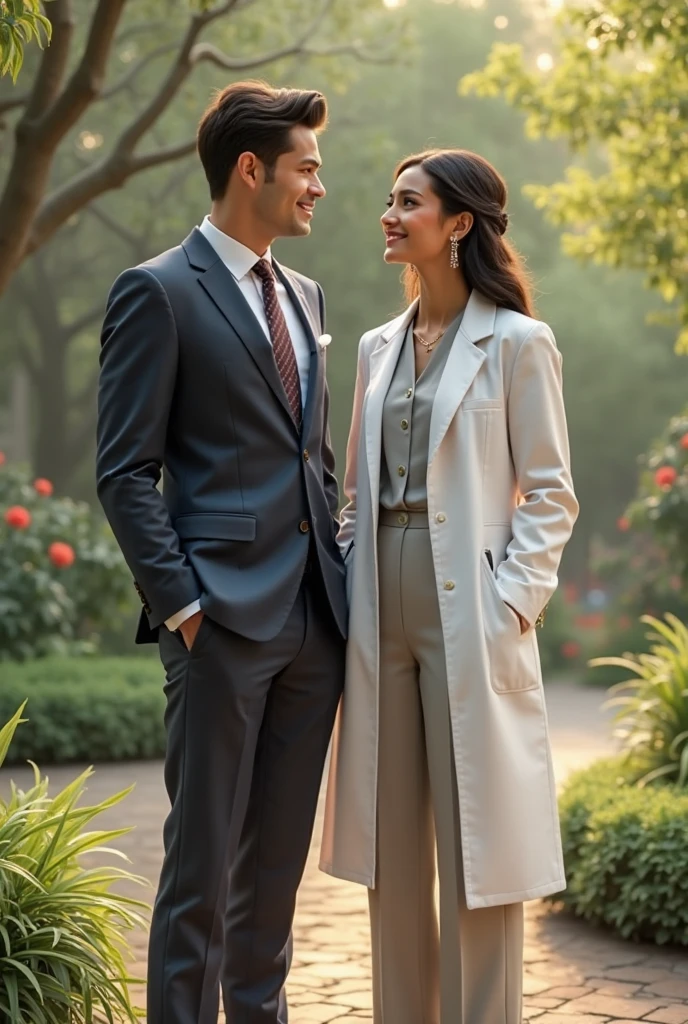 A beautiful and elegant engineer next to him is a beautiful doctor Mahjaba