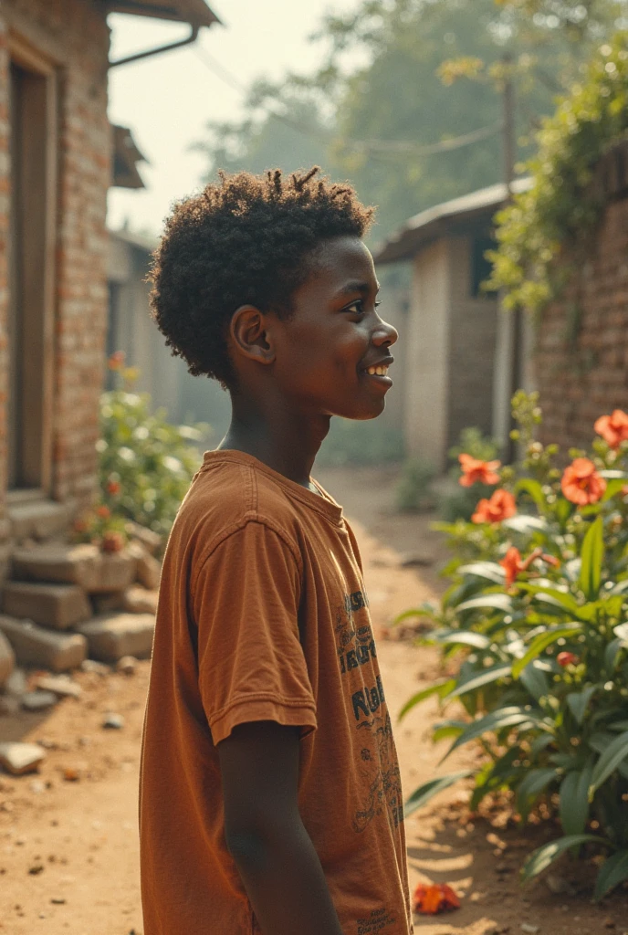 Photorealism 1.4 realistic realism high detailed definition Malaysian orang asli teen native aborigines wearing white shirt short sitting on stairs  bamboo floor bamboo hut leaf roof at the jungle  shirt clothes hanging at back dark skin curls short hair waving bamboo wall