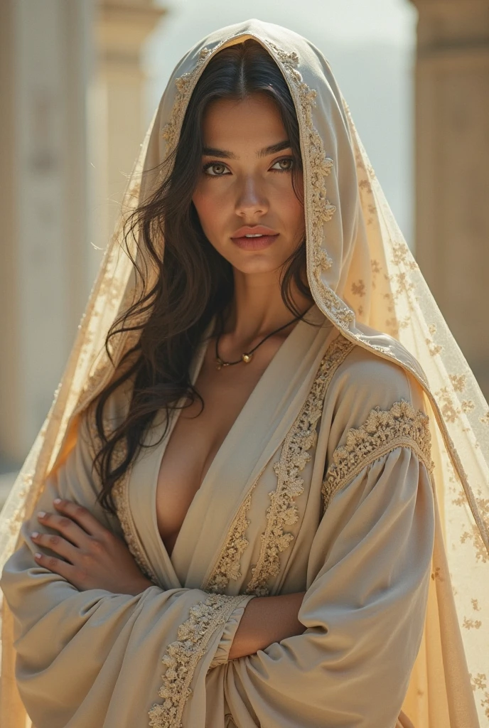 [(((((((A Beautiful Arabian woman, ultra detailed)))))))], (((full body portrait))), (Gorgeous:3.0, Beautiful:2.9, sultry:2.5, innocent face, natural wavy hair, blue eyes, high resolution, Intricate high detail, Highly detailed, Sharp focus, Detailed skin, realistic skin texture, texture, detailed eyes, professional, charming smile, (ultra wide ange photography), shot on Canon, shallow depth of field, Kodak Vision Color, Realistic Body, extremely detailed, photography_\(ultra\), Realistic, Post-processing, maximum details, roughness, ((real life)), ultra realistic, Photorealism, photography, 8k UHD, photography, busty, 85mm, Photorealistic, multiple views, pov, first-person view, Masterpiece, Best quality, 4k)