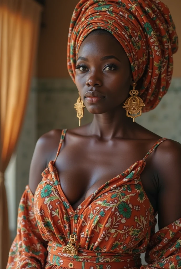 Sensuel, belle, attractif, African with neckline