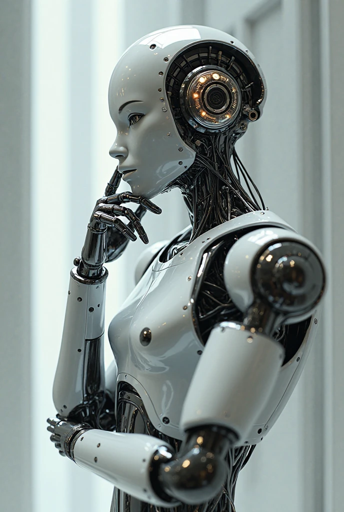 A robot with a thinking pose