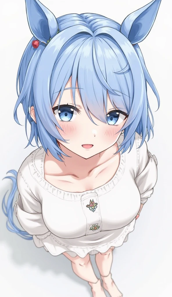 best quality, amazing quality, very aesthetic, absurdres, 1girl,arona (blue archive), blue archive, blue eyes, (artist official art:1.5), (realistic face:0.65), blush, breasts_apart, (loop writing:1.5), small breasts, orange color light, collarbone, commentary_request, cowboy_shot, downblouse, dress_shirt, green_skirt, hair_intakes, hanging_breasts, highres, lab_coat, leaning_forward, long_sleeves, looking_at_viewer, open_coat, open_mouth, sleeves_past_wrists, solo, white_background, white_shirt, nsfw, concept art, expressive eyes, perfect face, 4k, extremely detailed anime illustration, extremely detailed eyes, enhanced details, perfect anatomy, light rays, photo background, extremely delicate body, smooth skin, feminine expression, black background, cristal clear eyes, beautiful face