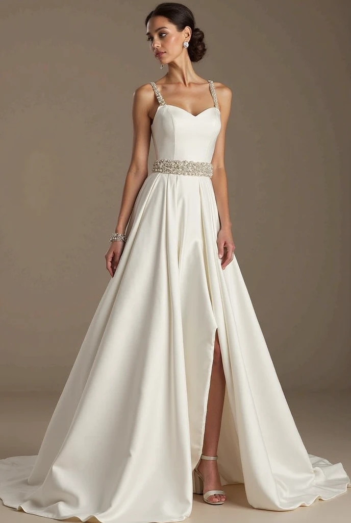 a woman in a white vestir poses for a picture, flowing white vestir, elegant white vestir, beautiful long white vestir, long white vestir, full body white vestir, wearing a white flowing vestir, pretty white vestir, white vestir, wearing white vestir, flowing vestir, vestido branco, branco brilhante,  vestir, wearing a white vestir, wearing an elegant vestir