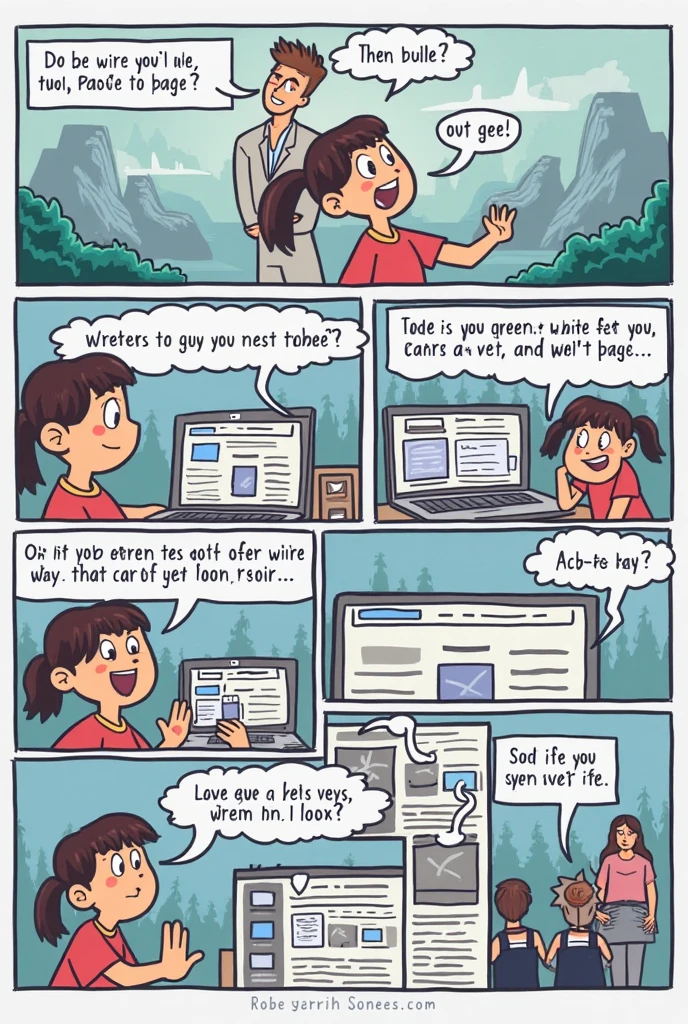 Create a comic where you talk about the importance of 6-bullet web pages