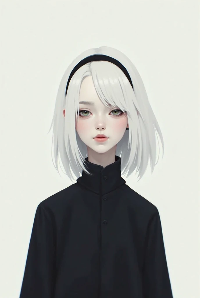 Beautiful youth, Shoulder-length hair, Straight hair, Dull light blue hair, White High Neck Sweater, Long, narrow eyes, Grey Eyes, I touch your head, Front view, Composition from the waist up, Nice, good looking,high quality, elicit amount, Pixiv illustration