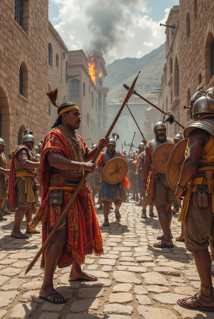 Realistic image of the combat between Indians and Spaniards, Realidad
