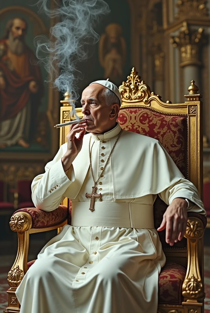 Show the Pope smoking
