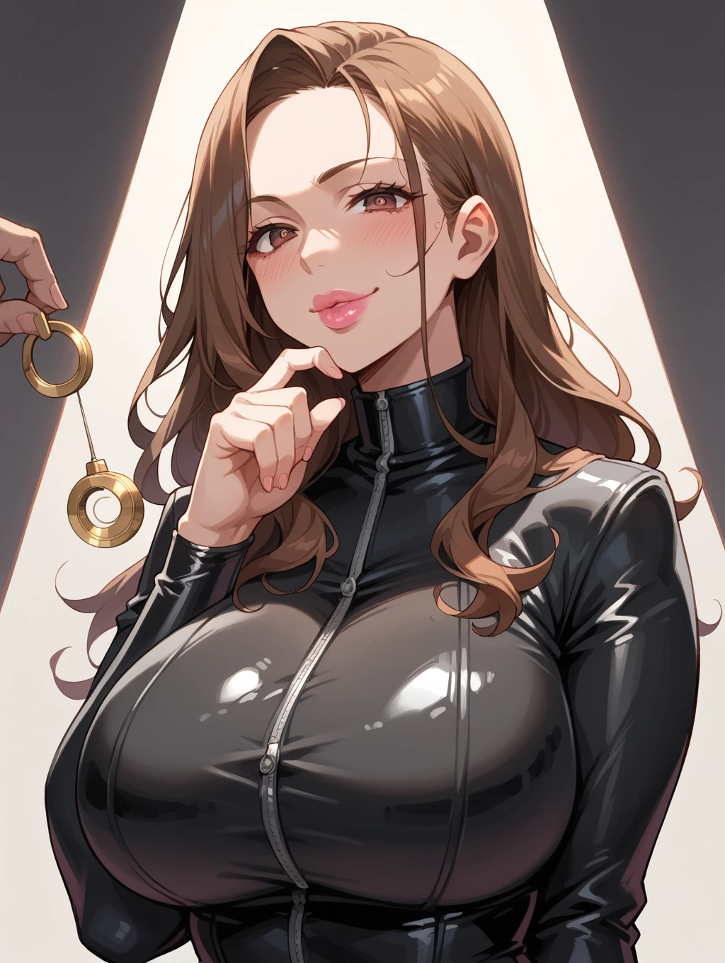 Several girls, group picture, lineup, harem, 3+A beautiful girl imprisoned by a villain, 1 girl was tied up in the back, ((Masterpiece)), ((high resolution)), ((Best quality)), detail, (NSFW, Crying), ((Hands were tied to prison railings, Handcuffs, The wrists are tied)), , Korean girl, Teary eyes, Brown hair, Collar, Wear leather clothing,tight leather pants,boot, Big breasts, Big breasts, Upward dense, underdressing, statue ,Handcuffs, Collar, Chains, Shame, fear, breasts focus, cinmatic lighting, perfectly shaded,(((prison))), realistic lighting with shades,Verbal gestures，Lick the banana in your mouth