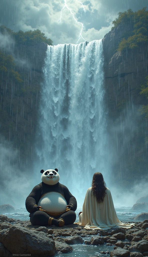 portal,insula, waterfall, forst, scared indigenous people,magician bear panda
