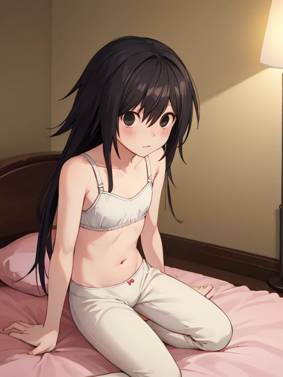 score_9, score_8_up, score_7_up, source_anime,
kurumitokisaki, kurumi tokisaki, black hair, golden right eye(clock eye), heterochromia and red eyes, long hair, (bunches)
bare shoulder, ribbon, Black bra, bikini, briefs, black bikini, twintails, low twintails, black silk leggings
indoors, outdoor, smile,
looking at viewer, solo, lying on the bed, legs apart, Milk spilled on the body