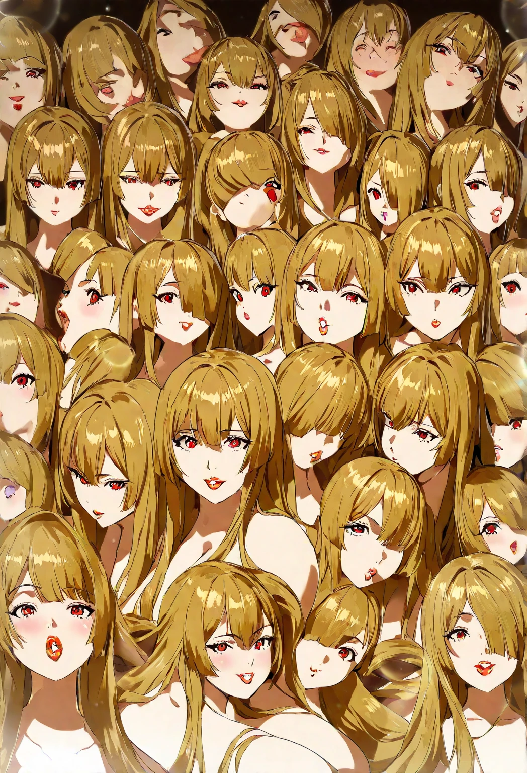 nsfw,(6+girls:1.3),duo,light White and light yellow hair),best quality,very aesthetic,absurdres,side by side,lineup,(assertive),(Obscene),(double),(completely nude),(Steam),(shiny),(straight-on),(front view),