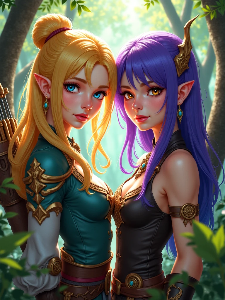 elf, (rainbow colored hair, olhos blond), mulher corpo adulto, mulher madura, deitada olhando para o espectador, roupa preta, (cabelo com penteado), (succubu), (ornamento no cabelo), (chifres)