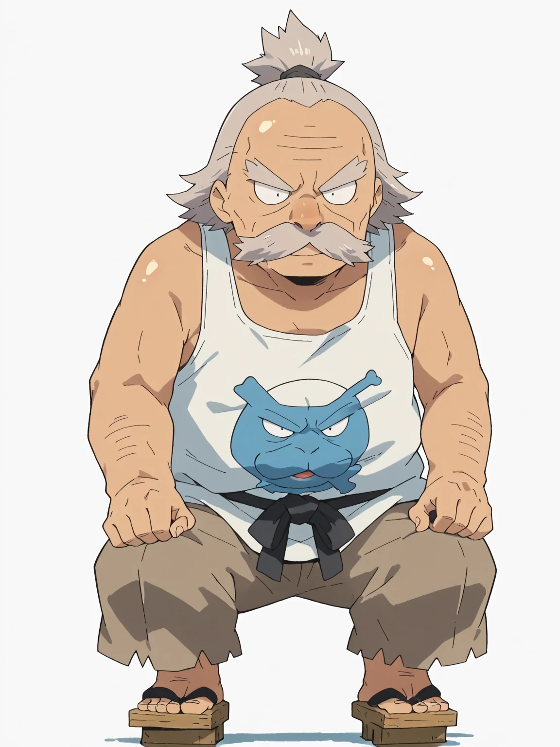 (((One Japanese old man))),長い眉毛,長い白髪,ponytail,long hair,((ぽっちゃりの丸顔))),big round nose,full body,great quality, old man ,Shiny skin,wide and round face,White baggy tank top,Beige baggy slacks,geta,PokemonChuck,halaXL,Jigorō Kuwashima,masterpiece, 8k, high detail, f/1.8, 135mm, Nikon, UHD, retina, masterpiece, curate, anatomically correct, textured skin, super detail, high details, high quality, best quality, highres, 1080P, HD, 4K, 8k