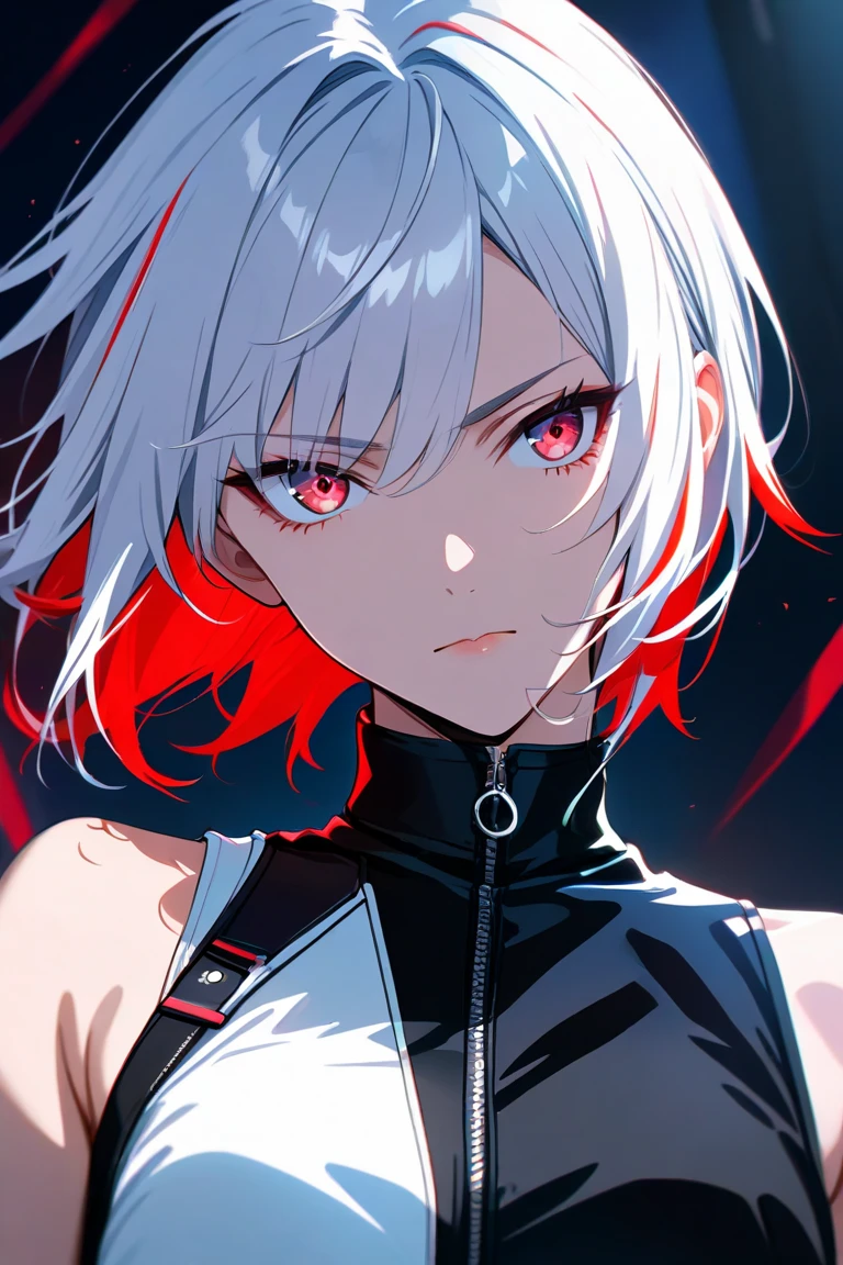 (masterpiece,Highest quality,Anime Style,atmosphere,More Information,CG rendering,Character portrait,Ray Tracing)((juvenile、juvenile、Shota、Solo))、Gray Hair、red