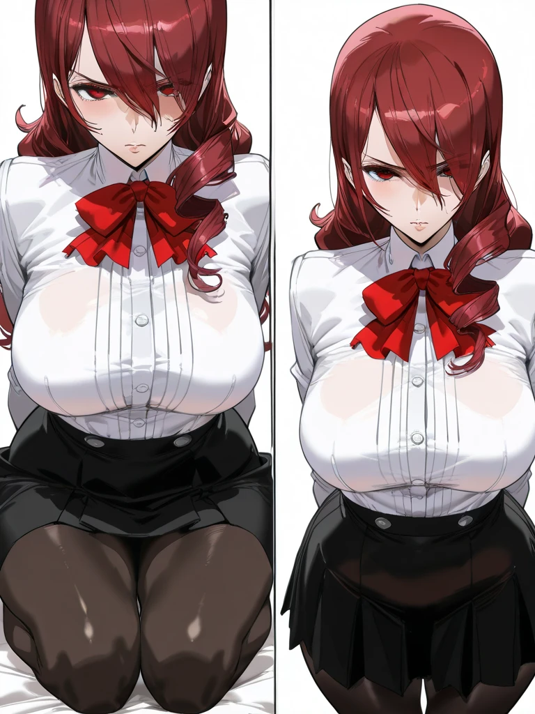 (((8 people)))Anime girl with red hair and black stockings kneeling on the ground, Seductive Anime Girl, Rias Gremory, beautiful Succubus, Succubus in tight short dress, demon anime girl, Top Rated on pixiv, biomechanical oppai, lilith, Succubus, pixiv 3dcg, oppai, sexy pudica pose gesture, Best Quality, hight resolution, absurderes, 8K, 4K, Official art,, , (Flat_Color:0.9),, , 1girl in, Large_breasts, Maid Uniform, Grey Hair, , ,