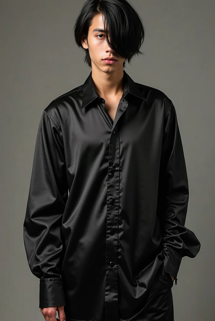 Hombre, como jefe de mafia, alto y en forma, con el cabello corto color negro, delineado negro en la parte inferior de los ojos y ojos verdes, mientras modela sexy en diferentes posiciones, cuerpo completo.