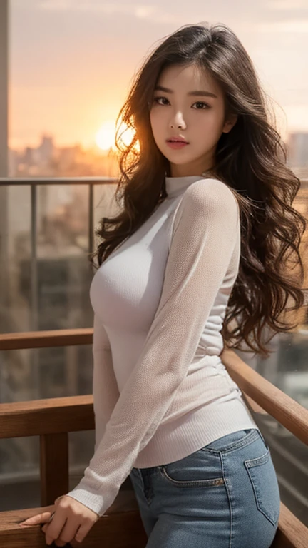photo of a beautiful girl wearing casual shirt with a hoodie and leggings, city street, messy medium hair, slim body, view from back, medium upper body shot, looking at the camera, cute smile, shallow depth of field, 8k uhd, dslr, soft lighting, high quality, photorealistic, realism, hyperrealism, art photography