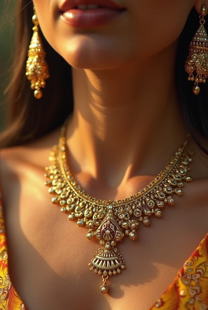 a goddess, necklaces, earings, autumn, real skin texture, detailed detail, soft light, smile, bright, fullbody photoshoot, 16K high res,