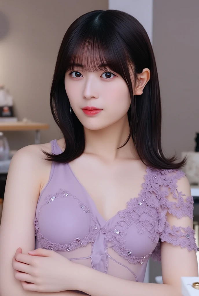 One Girl, (Beautiful girl, Delicate girl:1.3), (16 years old:1.3),
break, (Cute Costumes, Long skirt:1.2),
break, (Lavender flower background:1.3),
break, Very beautiful eyes, (Symmetrical eyes:1.3),
break, (Small breasts:0.5), Brown eyes, Parted bangs, Brown Hair,
break, (Eye and facial details:1.0),
break, (masterpiece, Highest quality, Super detailed, Detailed face, 8k)