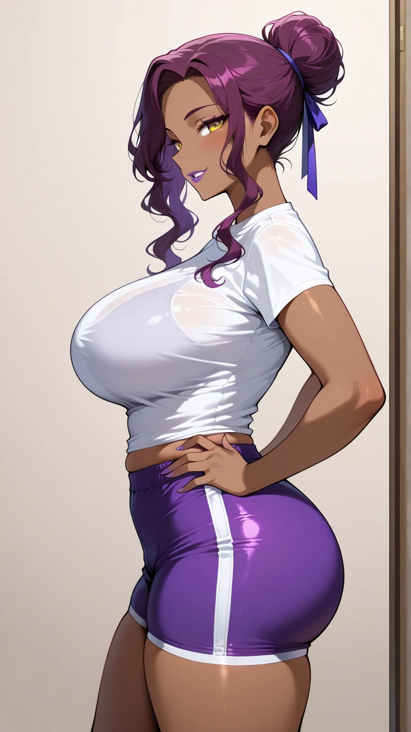 girl,clothes shop, muscular female, alternate muscle size,,muscular ,biceps,muscular,muscular thighs,blush, bursting breasts,abs,pecs,unbuttoned,hyper muscle,glasses,