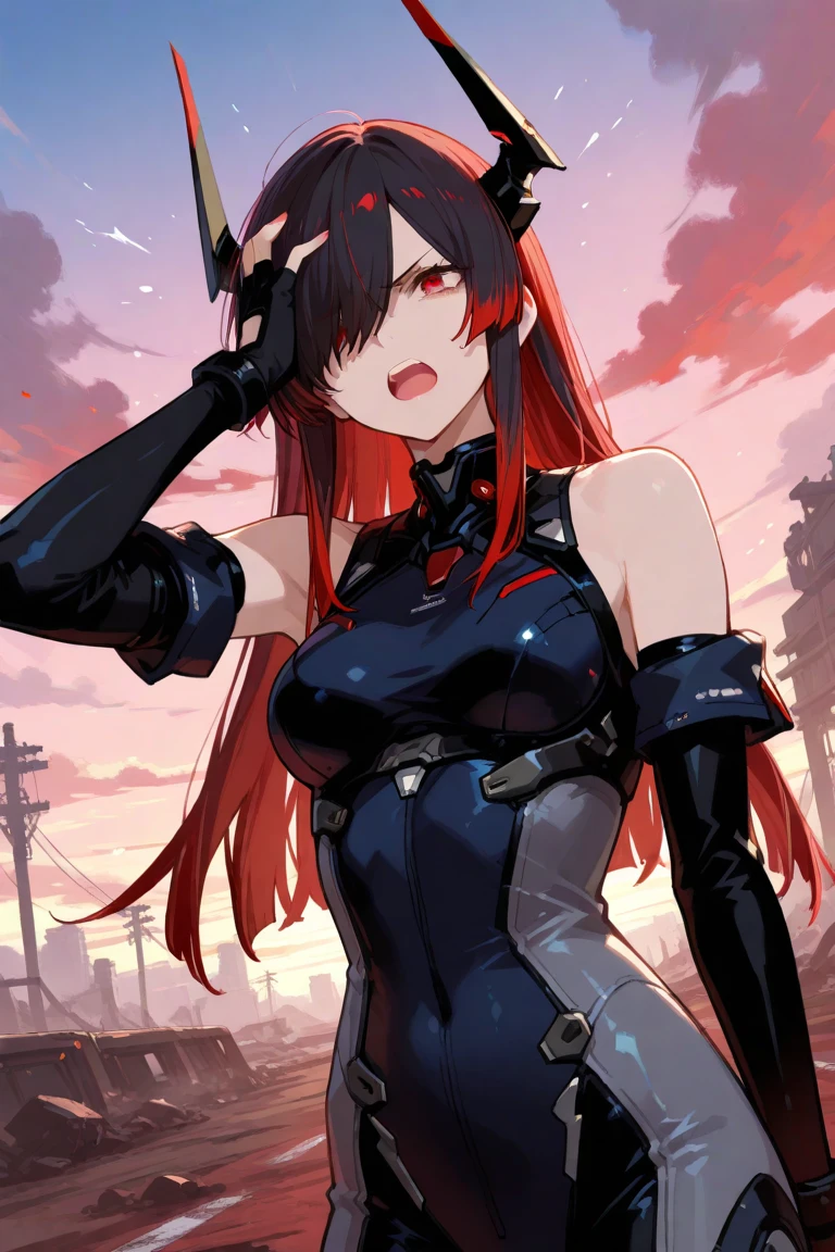 ((master masterpiece))、(((The Highest Quality))、An illustration、One Girl、Hair color、bangs、Hairstyle Fax、eye、Environmental Change Scene、Portrait from the waist up、Pose Jitai、Ladies、Cat Ear、Red hair、Red eyes、slong hair、Extremely small-sized breasts、MICROBIKINI、Slingshot Pants、Underwear with lace decorations、Upright posture、Torn Clothes、Rider Suit、Raise your hand、(simplebackground、white  background:1.3)