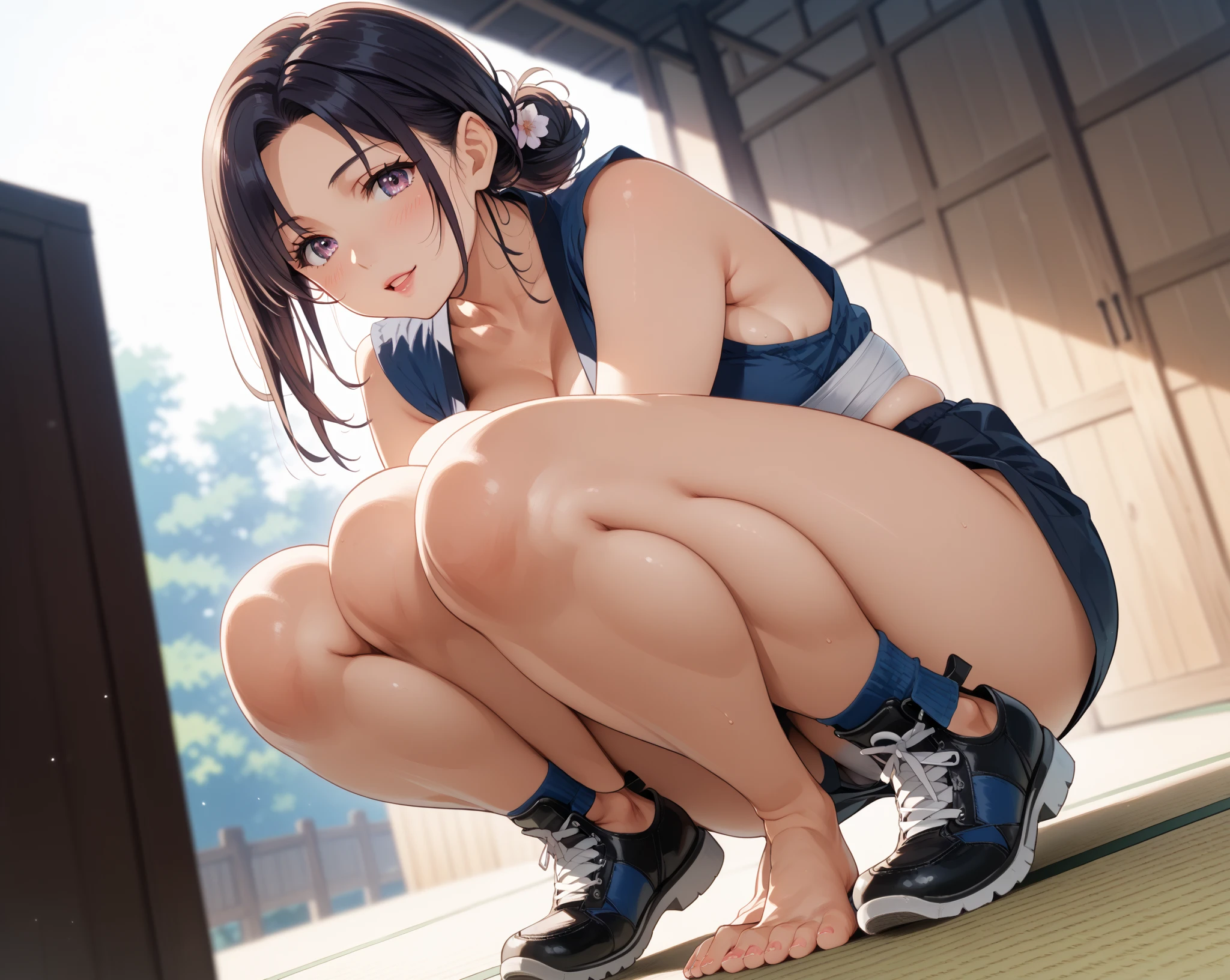 Nipples、tits、Athletics、Sports Bra、stockings、Open your legs while crouching、Perfect body