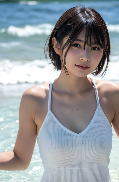 outrageous solution、High resolution、(masterpiece:1.4)、Super detailed、vivid details、Dramatic and photorealistic painting art、all women、 (((transparent white bodysuit:1.3)))、みんなsmile、High level image quality、masterpiece、high detail、8k images、alone、beach volleyball players、wet eyes、tight waist、nice body、wet skin、sandy beach、sunny day、whole bodyショット、brown skin、shortcut,Drabble, junior high school girl, delicate body, (close up of chest) , (high color saturation:1.0), (highly detailed skin), (highest quality:1.0), (超High resolution:1.0) ,(photo-realistic:1.0), (Super detailed:1.0), (8k, RAW photo:1.1),(smile:1.0),(highest quality、best image quality、超High resolution))、(realistic、Photoreal:1.37)、1 girl、alone、johnny music、beach、sandy beach、beach、splash water、natural soft light、photon mapping、radio city、detailed face、Detailed lipin particle skin、double eyelid、(huge breasts:1.5)、(wet swimsuit)、hourglass shaped body,shortcut、(masterpiece: 1.5), (highest quality: 1.5), High resolution, advanced details, 1 girl, alone, skin highlights, sharp, Claire, shortcut, white skin, laughter, beach, maikurobikini,13 years,Highly detailed CG Unity 8k wallpaper, highest qualityの, table top, realistic, photo-realistic, highly detailed beautiful woman, masterpiece、highest qualityの、4k、8k、one girl、big breasts、big and full breasts、thin butt、by the pool、4 fingers and 1 thumb、perfect body、Gravure magazine trends Magazine trends、cute、Beautiful woman、beautiful girl、dual、fine eyes、fine skin、long eyelashes、thin hair、自然なsmile、whole body、short hair、フィリピンと日系のハーフのcute13歳の女性
