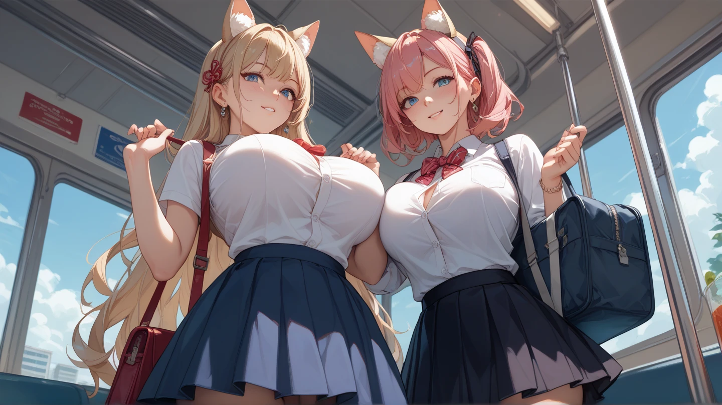 highest quality,wonderful,finely,extremely detailed CG Unity 8K wallpaper, (girls, cute eyes, (magical pink girl outfit,frill mini skirt:1.1), , clothed), (sparkling eyes:1.2), (skinny body:1.1), (huge breasts), (cleavage:1.1), (crop top navel:1.1), (open mouth:1.1), (long tongue:1.1), (mouth drool:1.1), (black stockings:1.1),(Thighs:1.2),(Waistline:1.1)