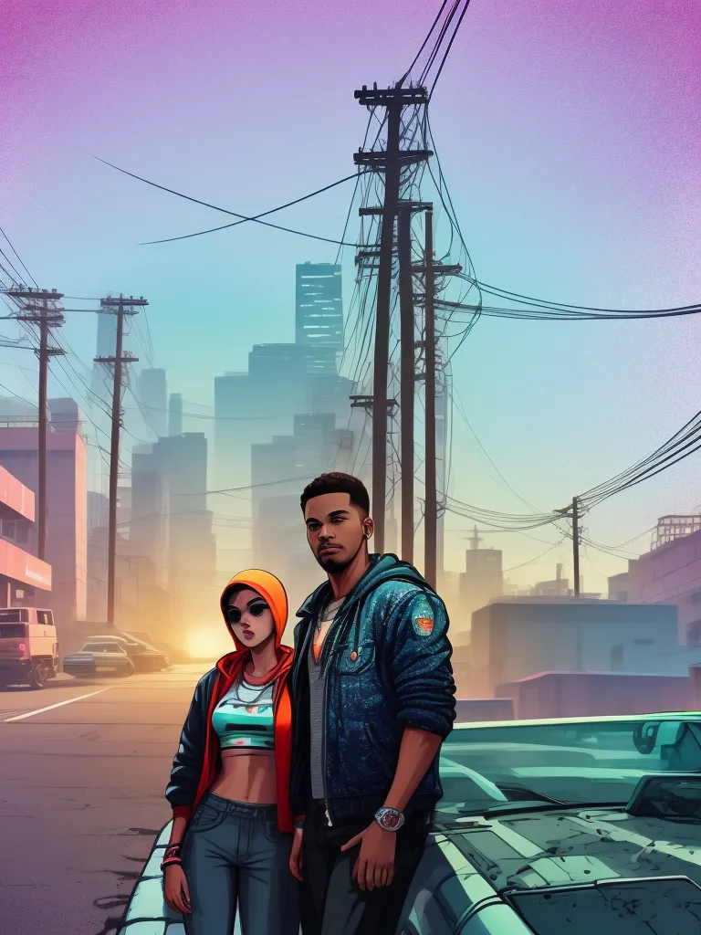 a girl and a boy and a rabbit, leather clothes, blue dress, cyberpunk room, a jigsaw puzzle by Conroy Maddox , [:anime line art:0.2], Water and Metal and Thunder themed, epic splash art , neo-primitivism, , abstract
