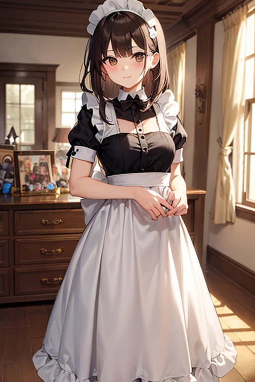 lighting like a movie、top-quality、From below、From the ground、Maids、mini length maid uniform、 Look away、Inside the coffee shop、panties on、