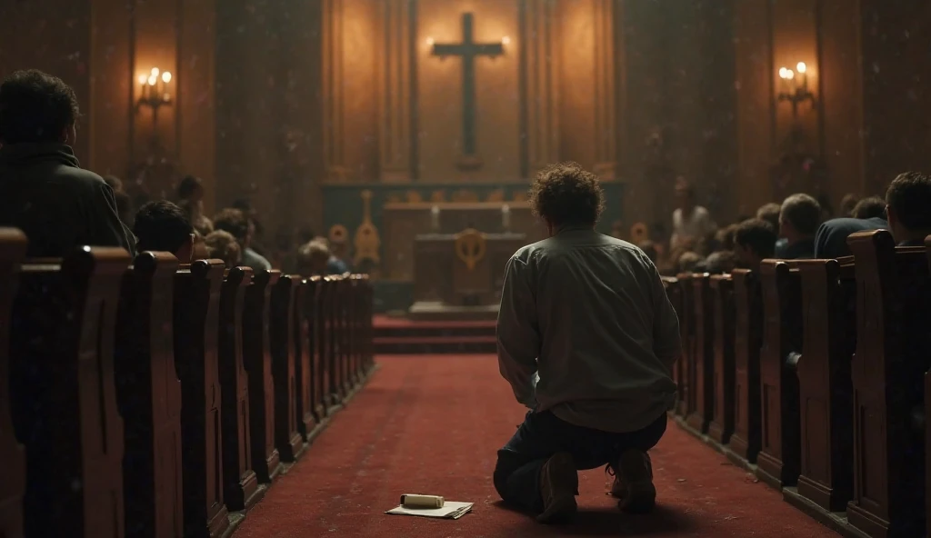 man praying, wearing a (cumrag shirt:1.3) inside a church <lora:cumrag-000006_v12:1:lbw=OUTALL>, (sweaty:0.6) (yellowish:0.7) (whitish:0.8) (dry stains:1.2) (goo:0.8) on clothes, old, stinky, gross, sticky, nasty, disgusting, (dirty:0.6), repulsive, (fantasy holy white bright shiny spiritual light liquid goo around him:1.4)