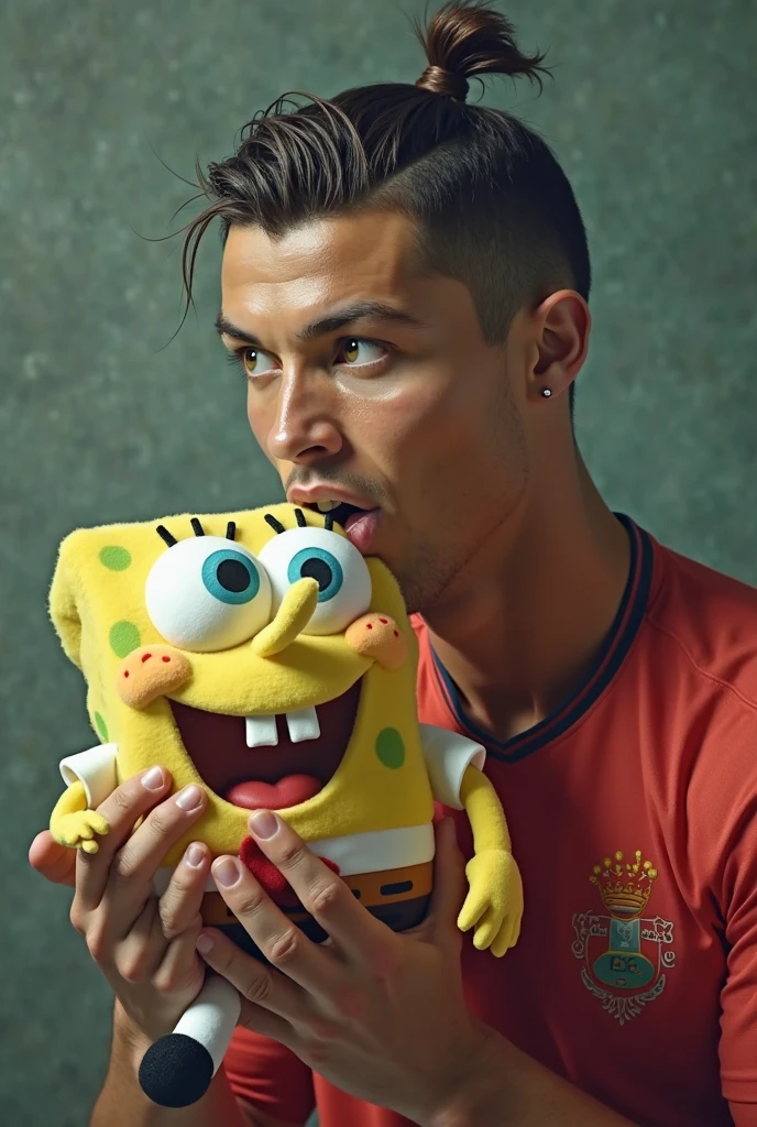 Cristiano Ronaldo hugging SpongeBob