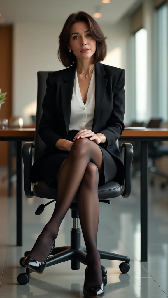 Career woman, Black Suit, Full body images, office,skirt, No shoes