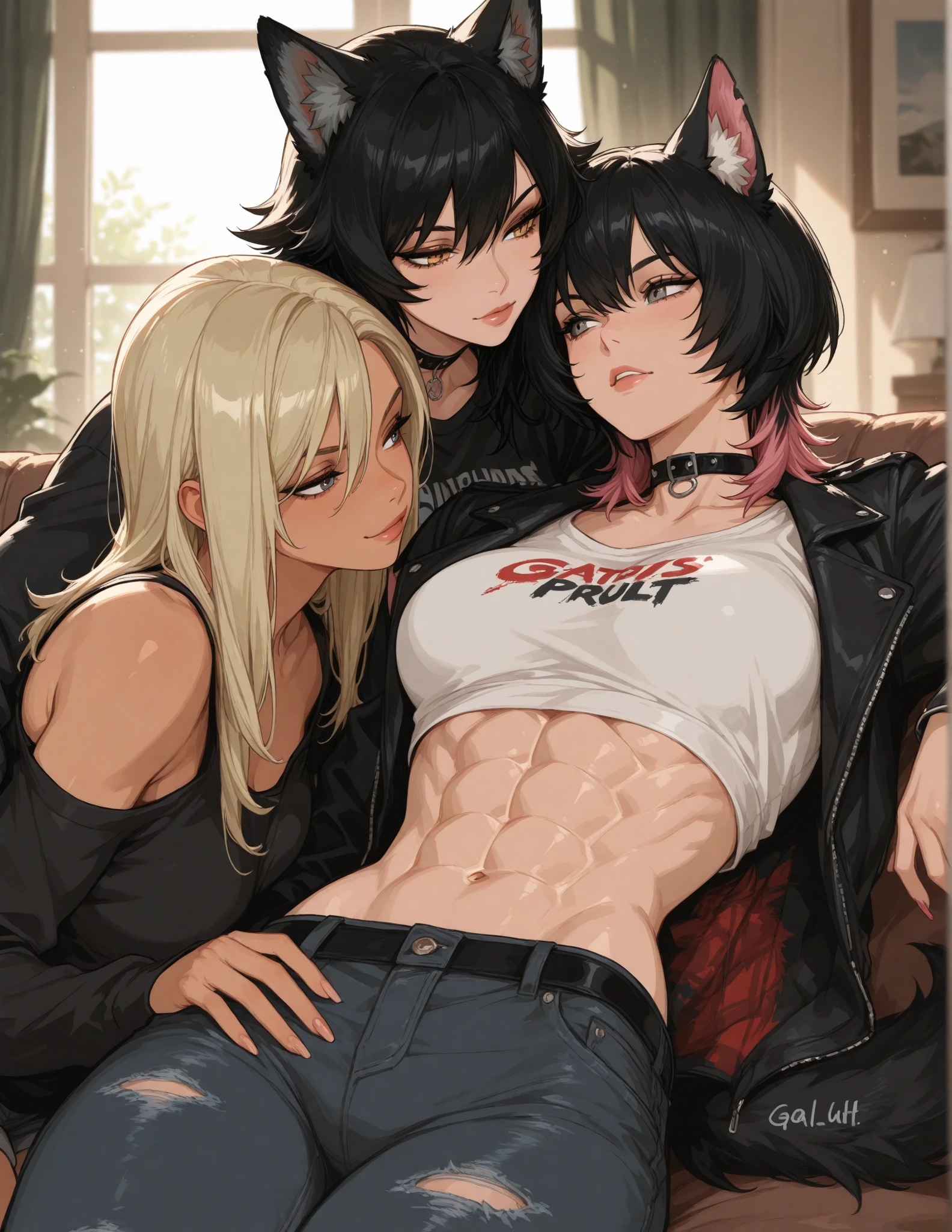 (((美少女Anime Style))),Anime Style,Lie down on the bed3Different types of wives,A married woman seduces with flashy underwear,Penetration Sex,Creampie Sex,Orgy(1 Male,3Women),Gothic,Earrings,necklace,Lock,tattoo