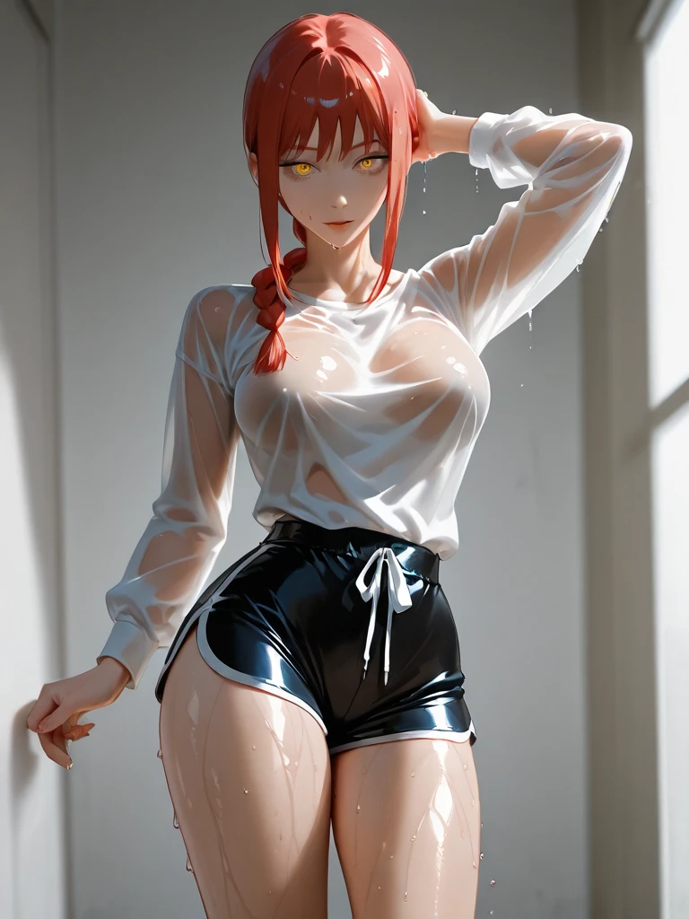 (ultra realistic, highly detailed:1.4), best quality, masterpiece
redhead girl, sitting on a stump, tall, curvy, chubby belly, bottom heavy, navy blue leggings, belt, flowing white shirt, short hair
((longtorso, ltso):1.1)